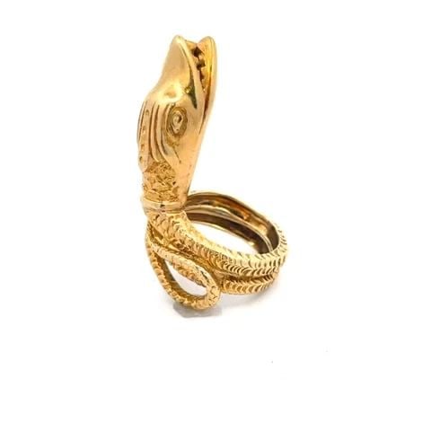 18K GOLD SNAKE RING LONG FINGER COILED DOUBLE BAND (1 of 2)