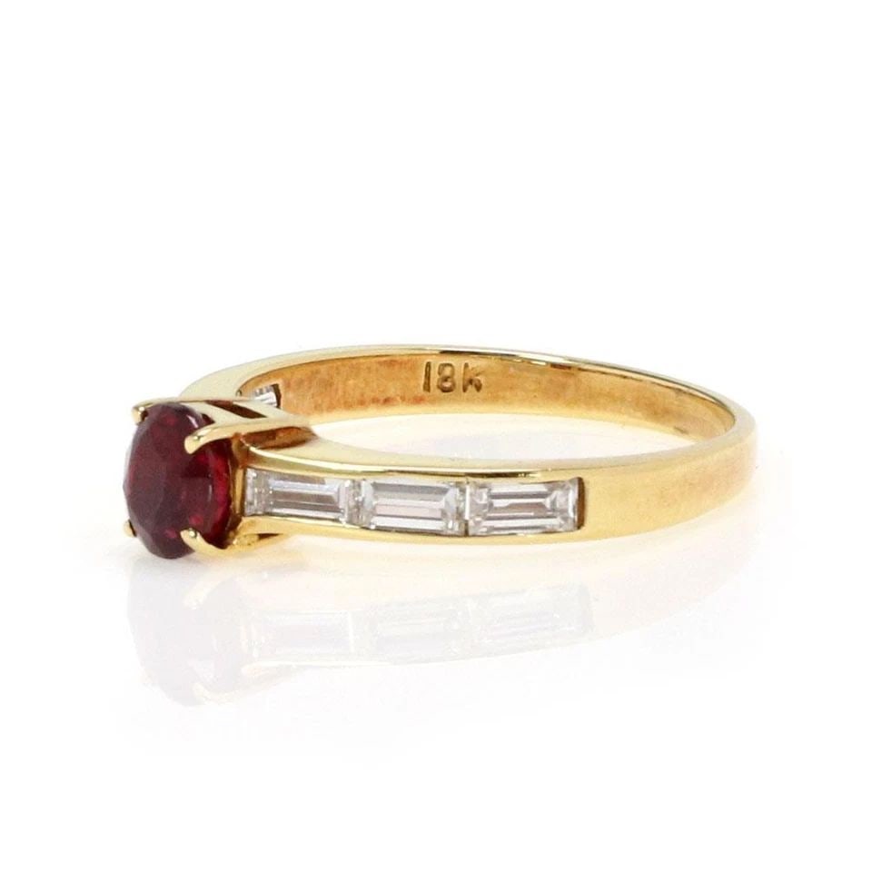 DIAMOND & RUBY SOLITAIRE RING 18K YELLOW GOLD 1.52CT (1 of 2)