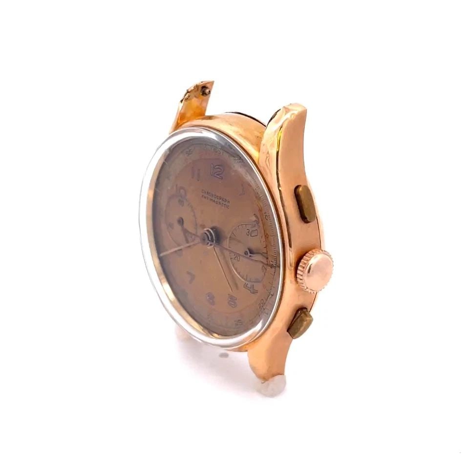 VINTAGE CHRONOGRAPH ANTIMAGNETIC HAND WIND 18K ROSE GOLD WATCH LIQUIDATION (1 of 2)