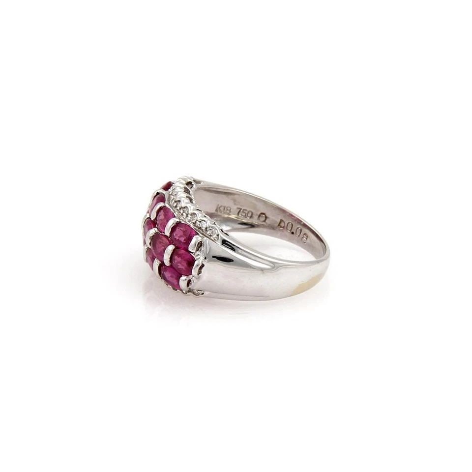 ESTATE EARRINGS & RING SET 6.60CT RUBY & DIAMOND 18K WHITE GOLD (1 of 2)