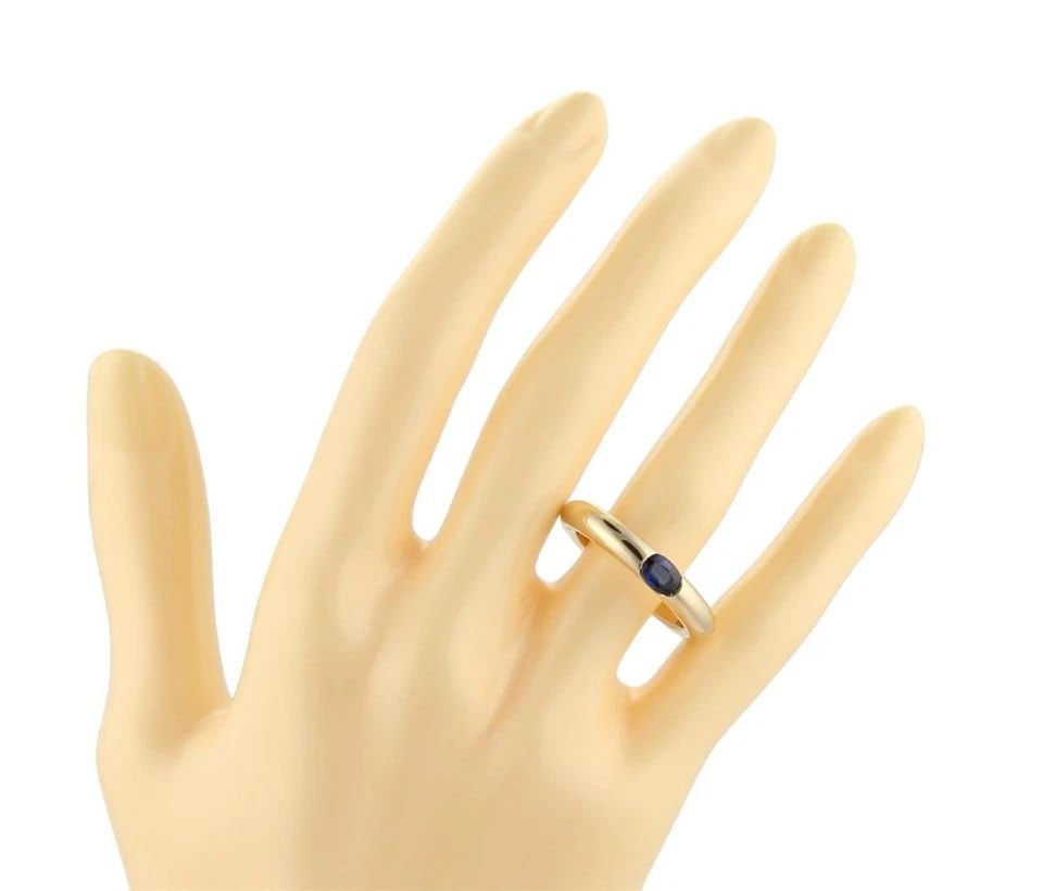 CARTIER ELLIPSE OVAL SAPPHIRE 18K GOLD DOME BAND RING SIZE 50 -US 5.5: CARTIER ELLIPSE OVAL SAPPHIRE 18K GOLD DOME BAND RING SIZE 50 -US 5.5 This gorgeous authentic band ring is by designer Cartier from the Ellipse collection, it is well crafted in 18k yellow gold with a