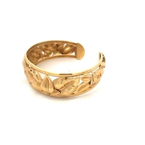 14K YELLOW GOLD LEAF DESIGN OPEN STYLE CUFF BRACELET (1 of 2)