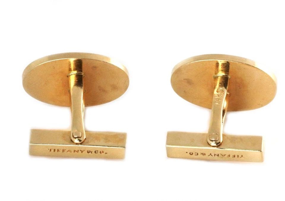 TIFFANY & CO. VINTAGE 14K YELLOW GOLD OVAL FLUTED STUD CUFFLINKS LIQUIDATION (1 of 2)