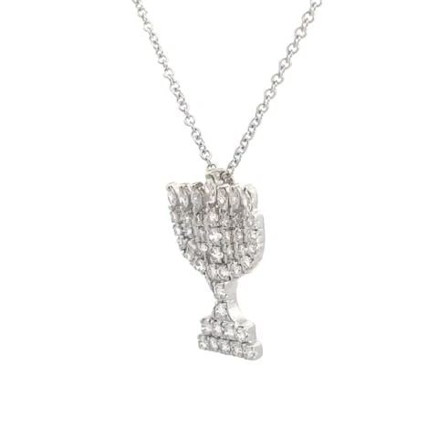 DIAMOND 18K GOLD MENORAH PENDANT 14K WHITE GOLD CHAIN NECKLACE (1 of 2)