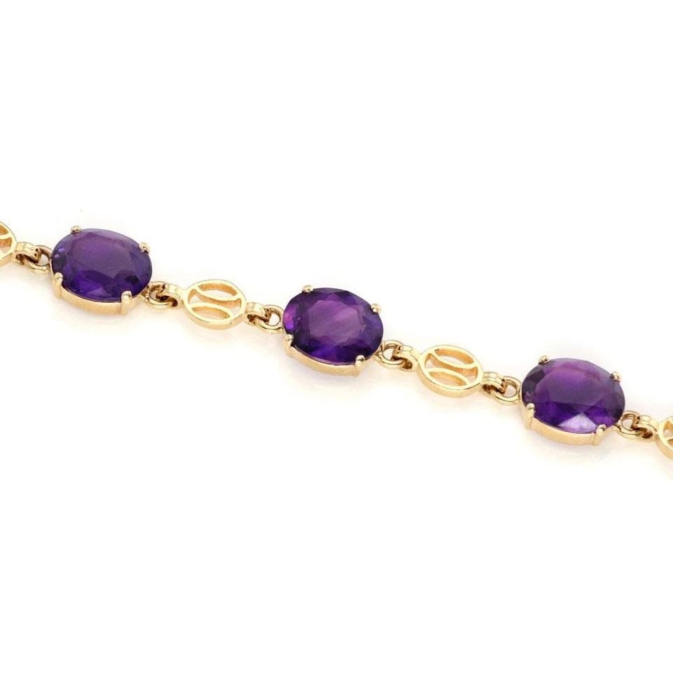 14K YELLOW GOLD AMETHYST OVAL LINK BRACELET (1 of 2)
