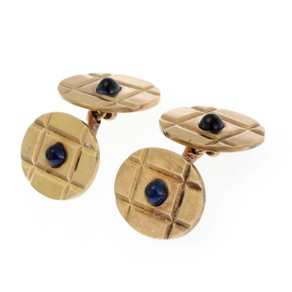 TIFFANY & CO VINTAGE 1.20CT SAPPHIRE 14K GOLD OVAL CUFFLINKS LIQUIDATION: TIFFANY & CO VINTAGE 1.20CT SAPPHIRE 14K GOLD OVAL CUFFLINKS Tiffany & Co Vintage 1.20ct Sapphire 14k Gold Oval Cufflinks Description This elegant authentic vintage pair of cufflinks are from Tiffany 