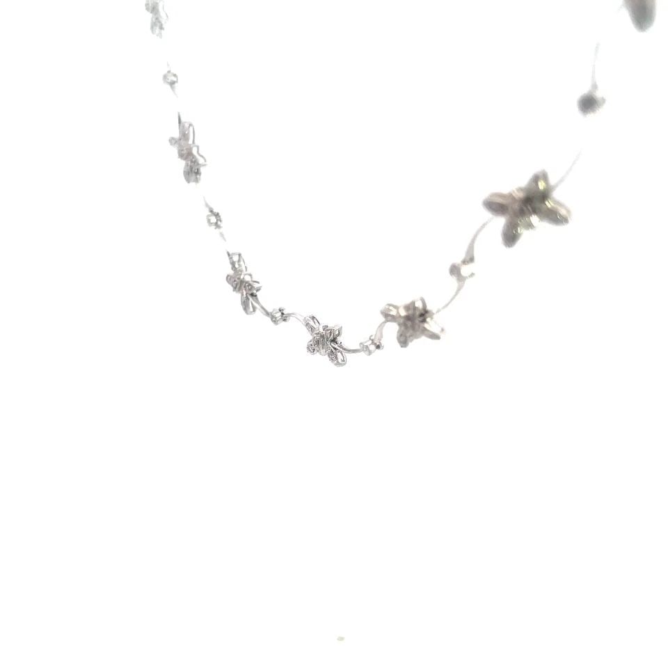 DIAMOND GOLD NECKLACE BUTTERFLY MOTIFS BAR LINKS COLLAR STYLE: DIAMOND GOLD NECKLACE BUTTERFLY MOTIFS BAR LINKS COLLAR STYLE This adorable diamond gold necklace features a luxurious design with butterfly motifs and slim curved bar link accented with single bezel 