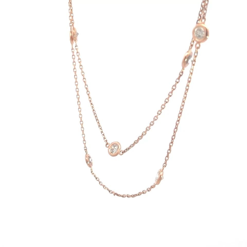 DIAMOND BY THE YARD GOLD NECKLACE 14K ROSE 1.90CT BEZEL SET STYLE (1 of 2)