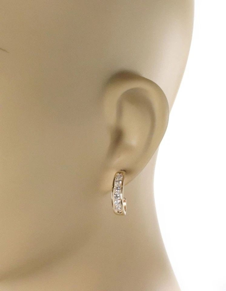 14K YELLOW GOLD 1 CARAT DIAMOND CURVED HOOK HOOP EARRINGS LIQUIDATION! (1 of 2)