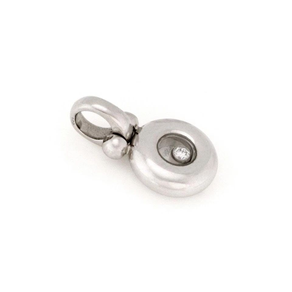 CHOPARD HAPPY DIAMOND 18K WHITE GOLD ROUND PENDANT LIQUIDATION! (1 of 2)