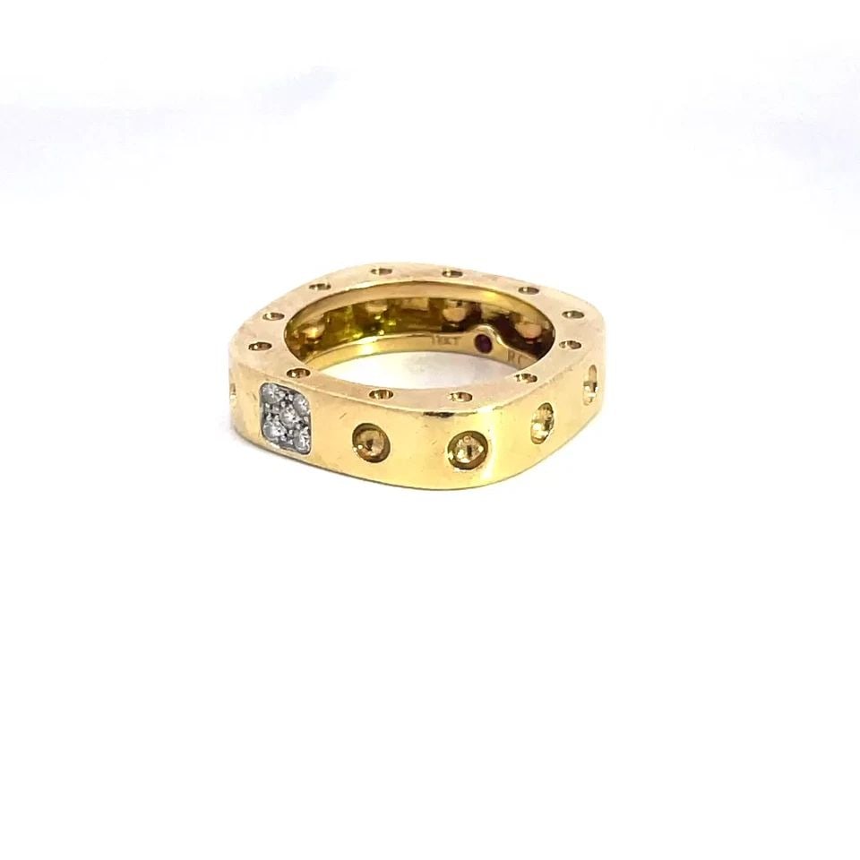 ROBERTO COIN POIS MOI GOLD RING DIAMOND 18K YELLOW SQUARE SHAPE SIZE 6 (1 of 2)