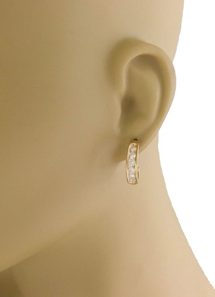 1.00CT DIAMOND 14K YELLOW GOLD CURVED HOOP EARRINGS LIQUIDATION! (1 of 2)
