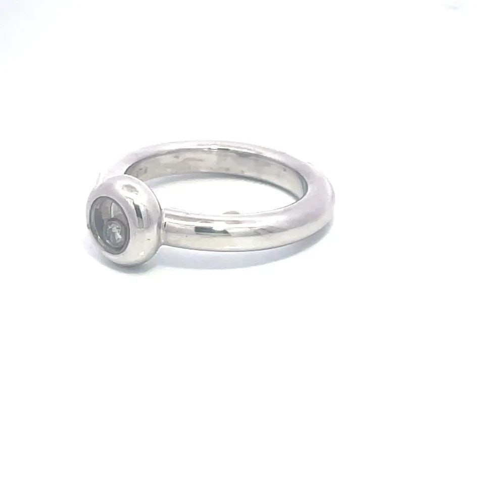CHOPARD HAPPY DIAMOND GOLD RING 18K WHITE ROUND SINGLE FLOATING STYLE (1 of 2)