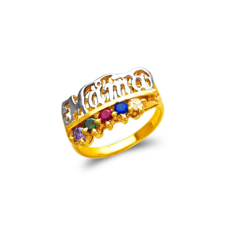 NEW 14K TWO TONE GOLD MAMA RING (1 of 1)