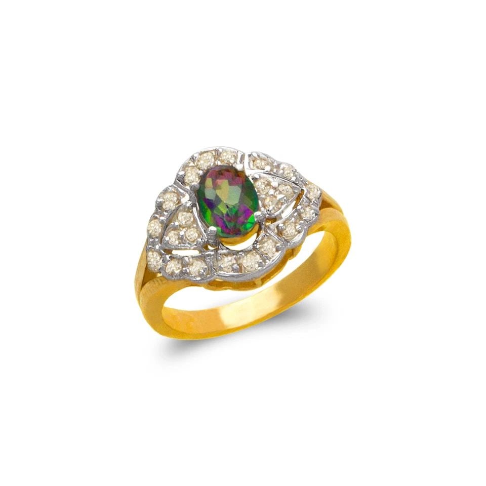 NEW 14K TWO TONE GOLD LADIES MYSTIC RING: NEW 14K TWO TONE GOLD LADIES MYSTIC RING LADIES MYSTIC RING NEW 14K TWO TONE GOLD Apx. WIDTH: 7mm Apx. WEIGHT: 4.2g