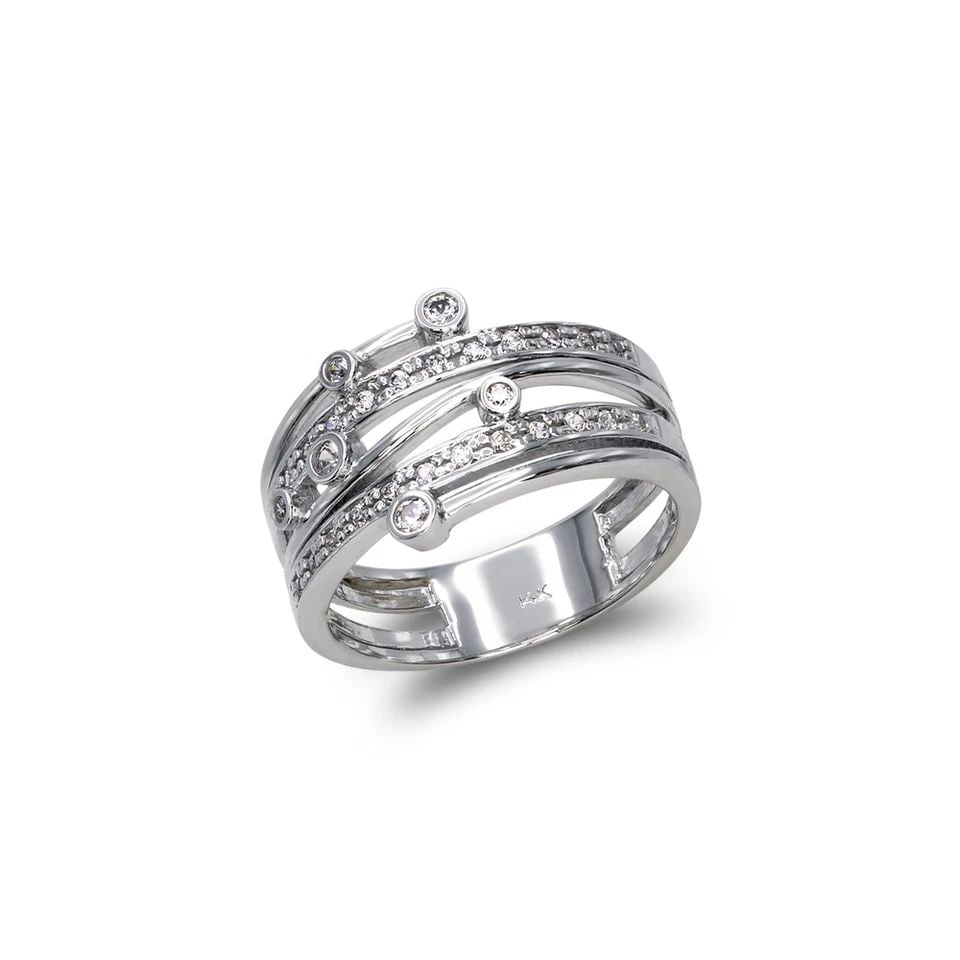NEW 14K WHITE GOLD LADIES FANCY WHITE RING (1 of 1)