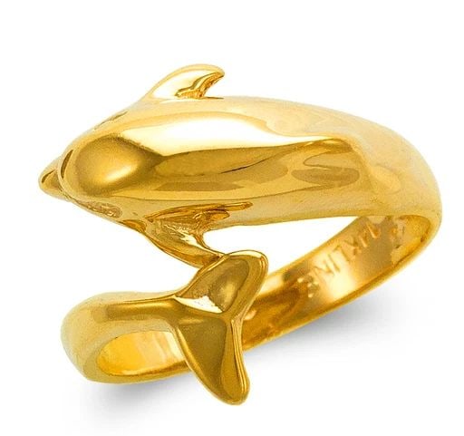 NEW 14K YELLOW GOLD LADIES DOLPHIN TAIL DESIGN RING (1 of 2)
