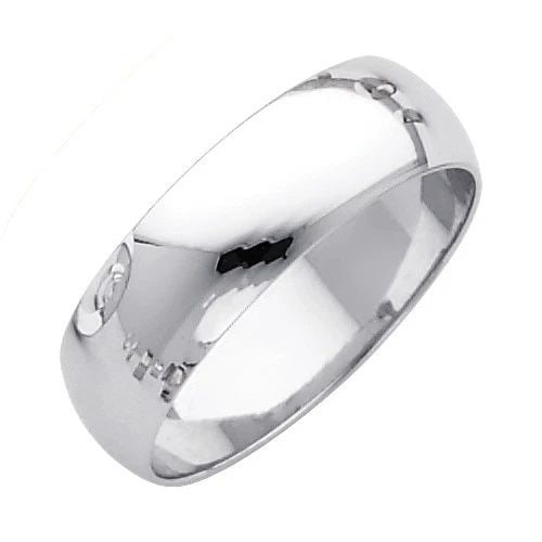 NEW 14K WHITE GOLD 6MM PLAIN WEDDING BAND - SIZE 10: NEW 14K WHITE GOLD 6MM PLAIN WEDDING BAND 6MM PLAIN WEDDING BAND NEW 14K WHITE GOLD WIDTH: 6 mm Apx. WEIGHT: 4.2g