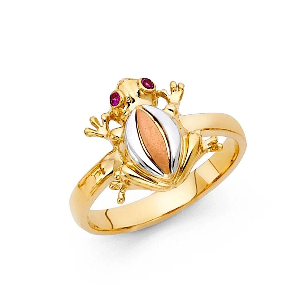 NEW 14K TRI COLOR GOLD FANCY FROG RING - SIZE 10 (1 of 2)