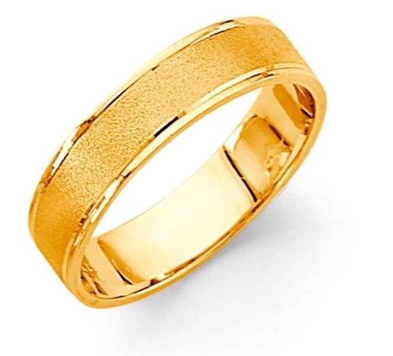 NEW 14K YELLOW GOLD 5MM SAND BLASTED WEDDING BAND - SIZE 10 (1 of 2)