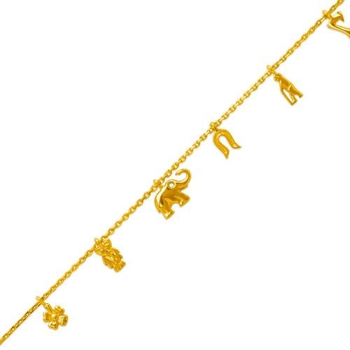 NEW 14K YELLOW GOLD CHARM ANKLET: NEW 14K YELLOW GOLD CHARM ANKLET CHARM ANKLET NEW 14K YELLOWGOLD LENGTH: 10" inch Apx WEIGHT: 4.1g