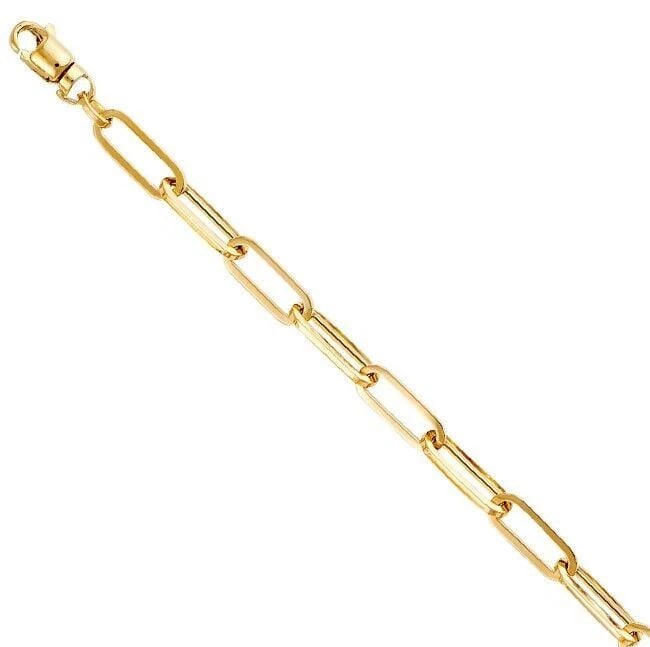 NEW 14K YELLOW GOLD 5.5MM HOLLOW PAPERCLIP BRACELET - 7.5" (1 of 1)