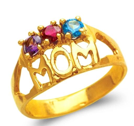 NEW 14K YELLOW GOLD MOM RING (1 of 1)