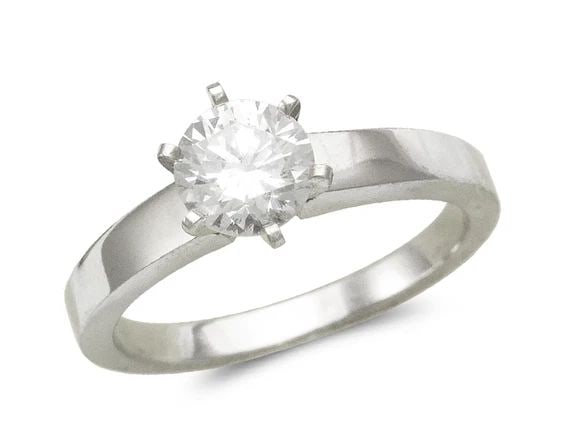 NEW 14K WHITE GOLD 3MM LADIES WHITE SOLITAIRE RING: NEW 14K WHITE GOLD 3MM LADIES WHITE SOLITAIRE RING 3MM LADIES WHITE SOLITAIRE RING NEW 14K WHITE GOLD Apx. WIDTH: 3mm Apx. WEIGHT: 4.1g