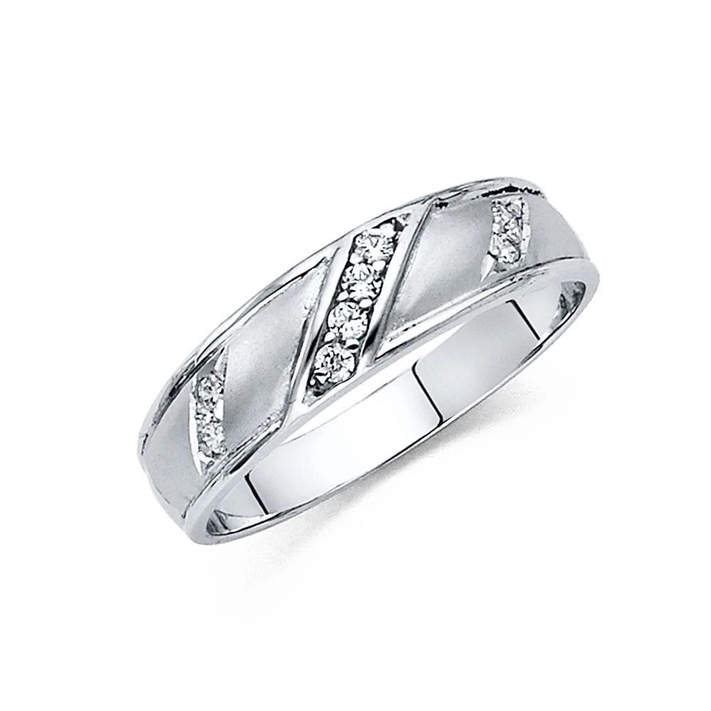 NEW 14K WHITE GOLD MEN'S WEDDING BAND - SIZE 10: NEW 14K WHITE GOLD MEN'S WEDDING BAND MEN'S WEDDING BAND NEW 14K WHITE GOLD WIDTH: 6 mm Apx. WEIGHT: 4.08 g