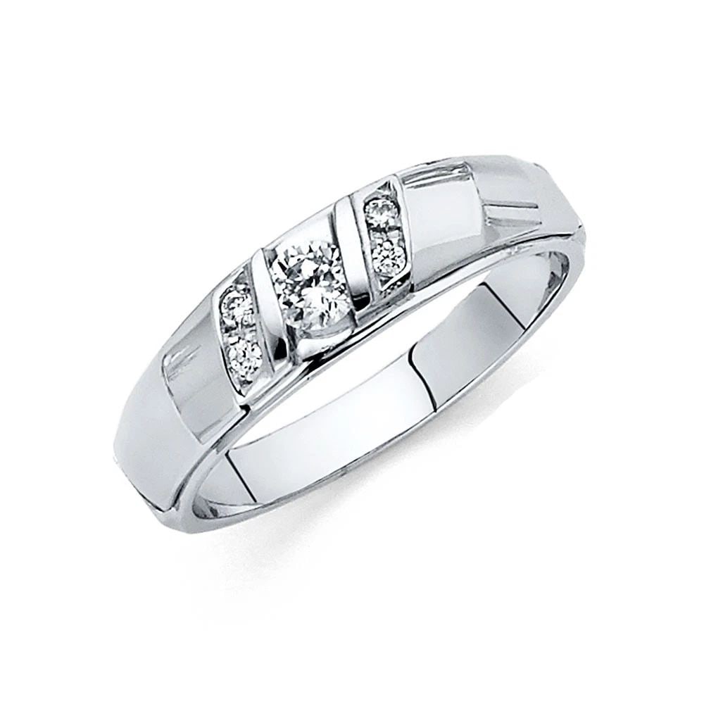 NEW 14K WHITE GOLD MEN'S WEDDING BAND - SIZE 10 (1 of 2)