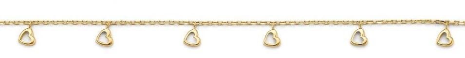 NEW 14K YELLOW GOLD HEART CHARM LIGHT ANKLET (1 of 2)