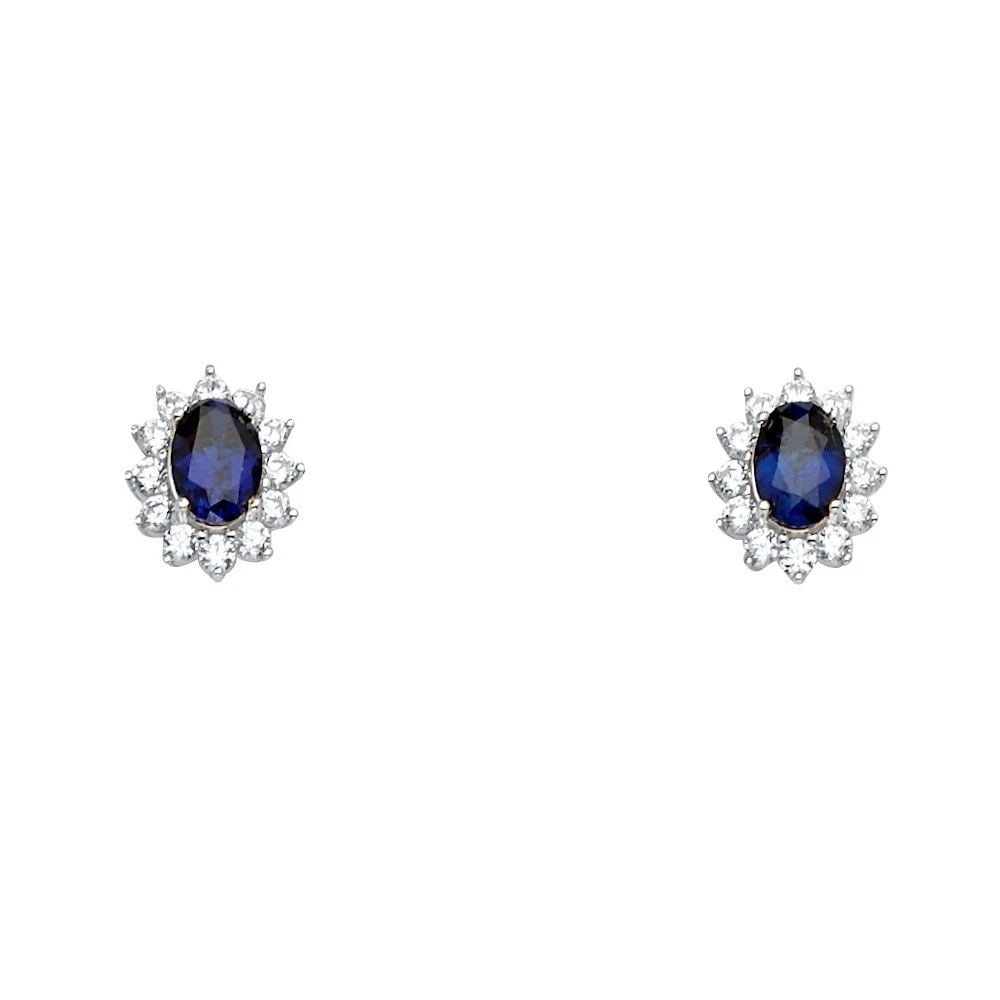 NEW 14K WHITE GOLD BLUE EARRINGS/SET (1 of 2)