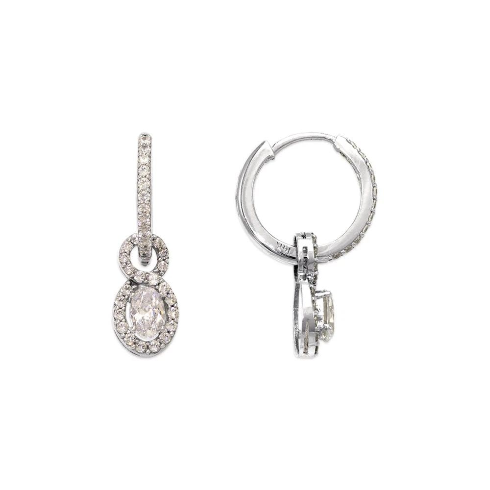 NEW 14K WHITE GOLD FANCY HUGGIE EARRINGS (1 of 1)