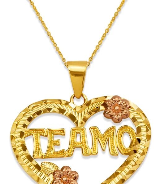 NEW 14K TWO TONE GOLD TE AMO ROSE HEART PENDANT: NEW 14K TWO TONE GOLD TE AMO ROSE HEART PENDANT TE AMO ROSE HEART PENDANT NEW 14K TWO TONE GOLD Apx. WIDTH: 26x24mm Apx WEIGHT: 4.0g