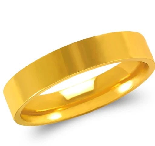 NEW 14K YELLOW GOLD 4MM PLAIN FLAT WEDDING BAND (1 of 1)