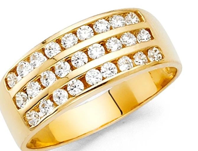 NEW 14K YELLOW GOLD 3 ROW BAND: NEW 14K YELLOW GOLD 3 ROW BAND 3 ROW BAND NEW 14K YELLOW GOLD WIDTH : 7 mm WEIGHT : 4g