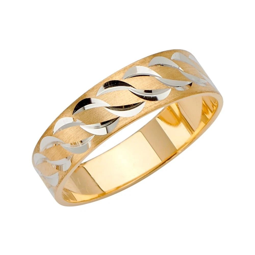 NEW 14K TWO TONE GOLD 6MM DC TAPE RED WEDDING BAND - SIZE 10 - SIZE 10 (1 of 2)
