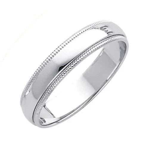 NEW 14K WHITE GOLD 4MM MILGRAIN WEDDING BAND - SIZE 4-12: NEW 14K WHITE GOLD 4MM MILGRAIN WEDDING BAND 4MM MILGRAIN WEDDING BAND NEW 14K WHITE GOLD WIDTH: 4 mm Average Apx. WEIGHT: 2.6g