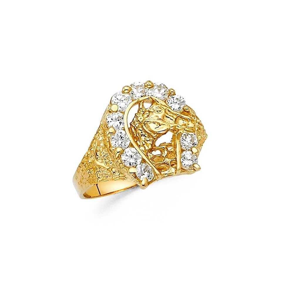 NEW 14K YELLOW GOLD LUCKY HORSE SHOE MEN'S RING - SIZE 10 (1 of 1)