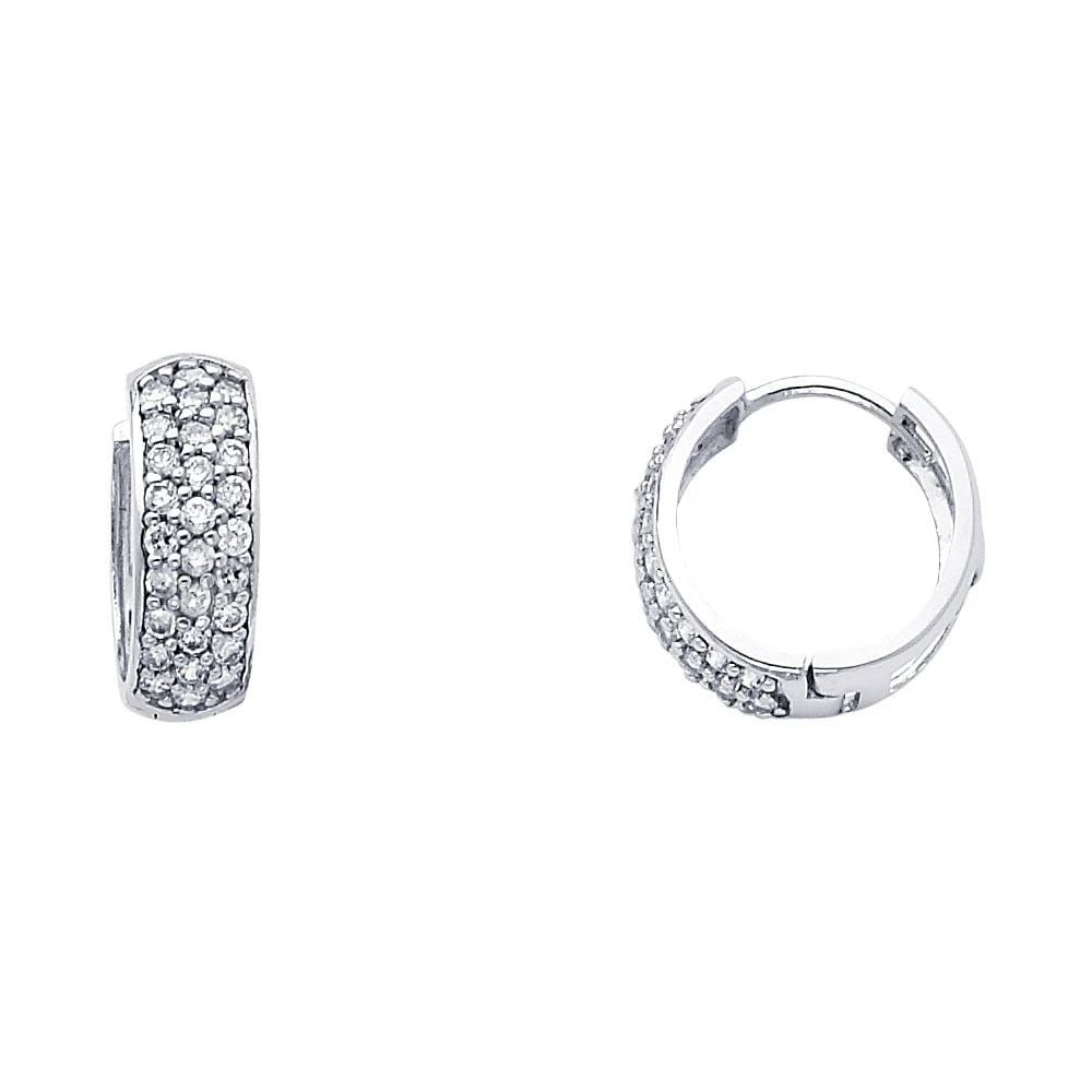 NEW 14K WHITE GOLD HUGGIES EARRINGS (1 of 1)