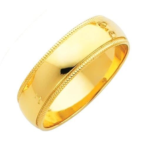 NEW 14K YELLOW GOLD 6MM MILGRAIN WEDDING BAND - SIZE 10 (1 of 2)
