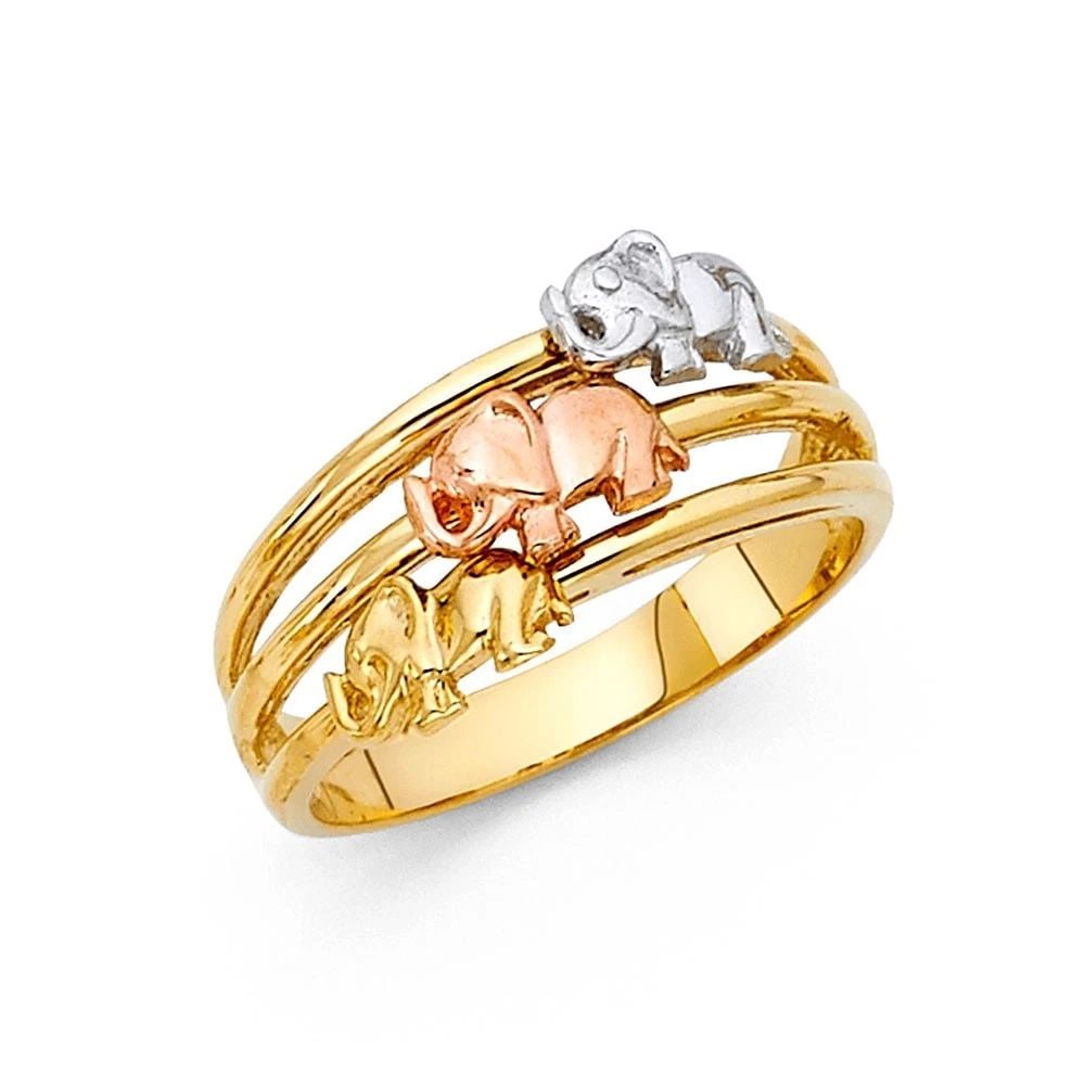 NEW 14K TRI COLOR GOLD FANCY ELEPHANT RING - SIZE 10 (1 of 2)
