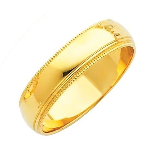 NEW 14K YELLOW GOLD 5MM MILGRAIN WEDDING BAND - SIZE 4-13 (1 of 2)