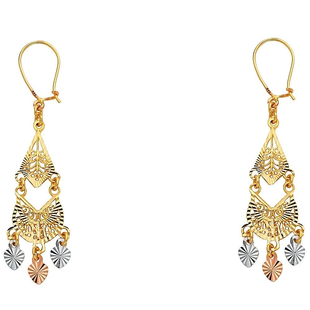 NEW 14K TRI COLOR GOLD DC CHANDELIER HANGING EARRINGS (1 of 2)