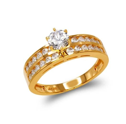 NEW 14K YELLOW GOLD LADIES FANCY SOLITAIRE RING: NEW 14K YELLOW GOLD LADIES FANCY SOLITAIRE RING LADIES FANCY SOLITAIRE RING NEW 14K YELLOW GOLD Apx. SIZE: 5mm Apx. WEIGHT: 3.9g