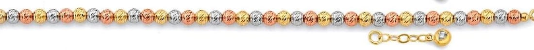 NEW 14K TRI COLOR GOLD DC BALL BRACELET: NEW 14K TRI COLOR GOLD DC BALL BRACELET DC BALL BRACELET NEW 14K TRI COLOR GOLD LENGTH - 7+1in Apx WEIGHT - 3.9g