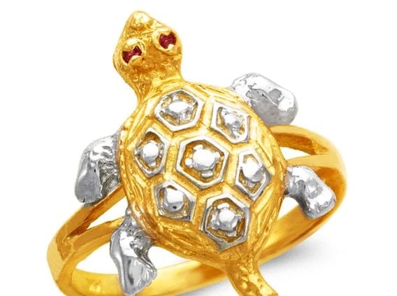 NEW 14K TWO TONE GOLD LADIES TURTLE FASHION RING (1 of 2)