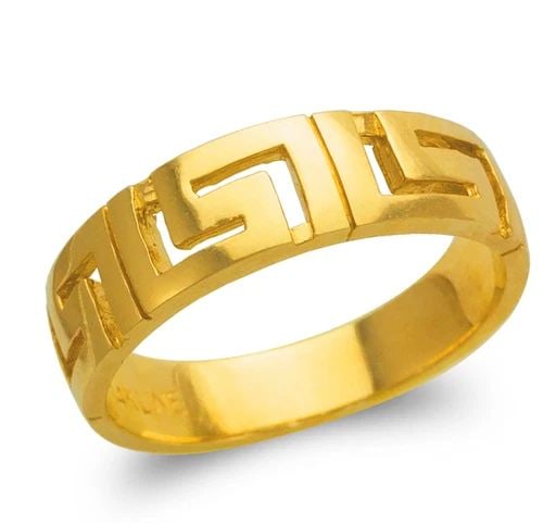 NEW 14K YELLOW GOLD LADIES GREEK KEY DESIGN RING (1 of 2)