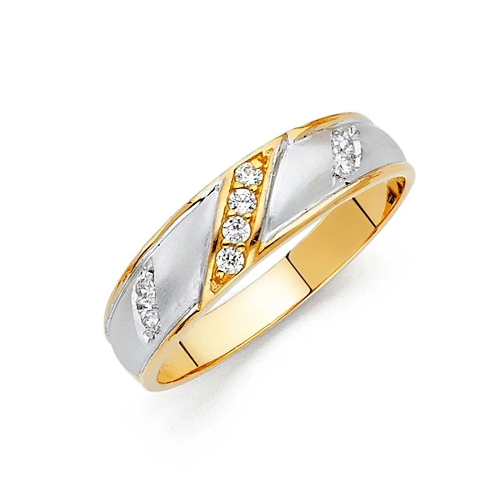 NEW 14K TWO TONE GOLD MEN'S WEDDING BAND - SIZE 10: NEW 14K TWO TONE GOLD MEN'S WEDDING BAND MEN'S WEDDING BAND NEW 14K TWO TONE GOLD WIDTH: 6 mm Apx. WEIGHT: 3.87 g