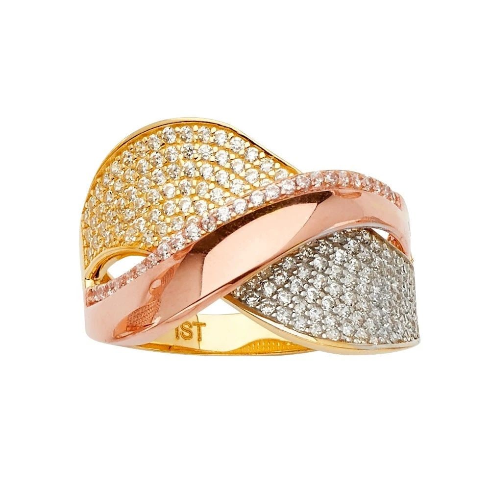 NEW 14K TRI COLOR GOLD MULTI LINE MP RING - SIZE 10 (1 of 2)